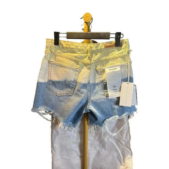 GRLFRND Jourdan Tie-dye Ripped Denim Shorts In Yellow Horizon - Picture 5 of 9